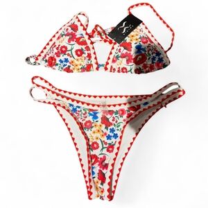 Floral Red Bikini Set